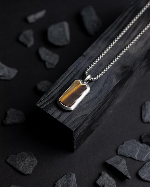 Volltitan-Halskette mit Tigerauge-Stein - Imperium Tiger